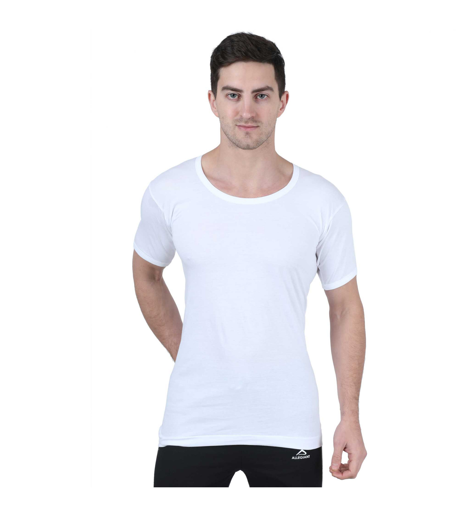 Men's Round Neck Sleeve Vest White